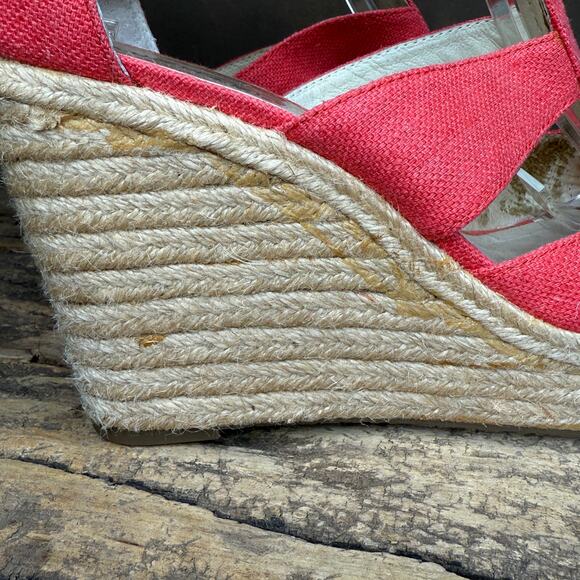 Michael Kors Coral Canvas Espadrille Wedge Sandals Women’s 8M Gold Zip Platform - Picture 8 of 13
